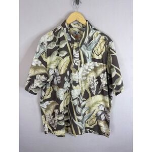John Severson Kahala Mens XXL Hawaiian Shirt Cotton Floral Popover Green Grey